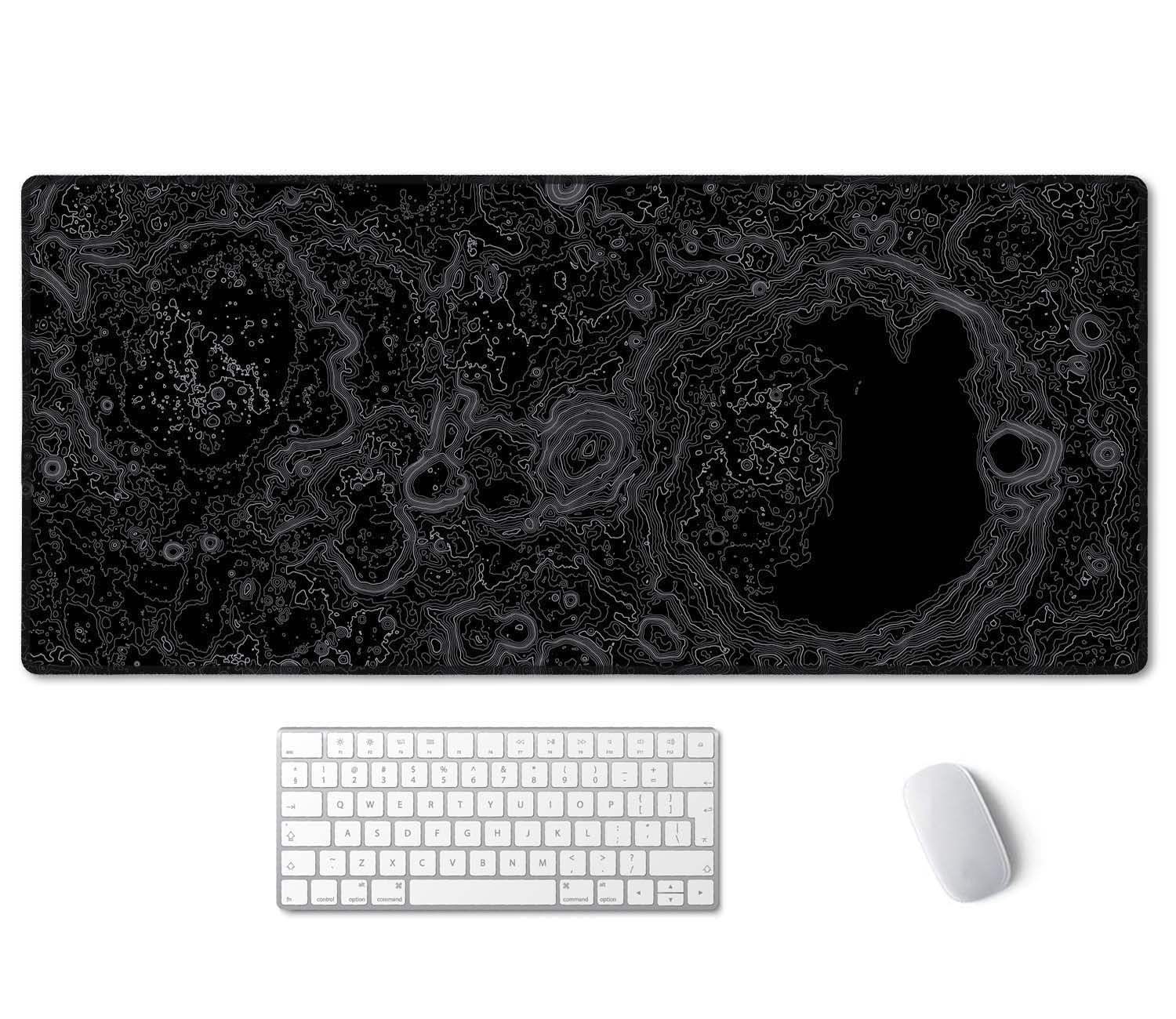 Ssoiu Moon Topographic Map Extended Mouse Pad, Xxl Gaming Mouse Pads, Large Big Mousepad Laptop Computer Keyboard Mat Desk Pad W
