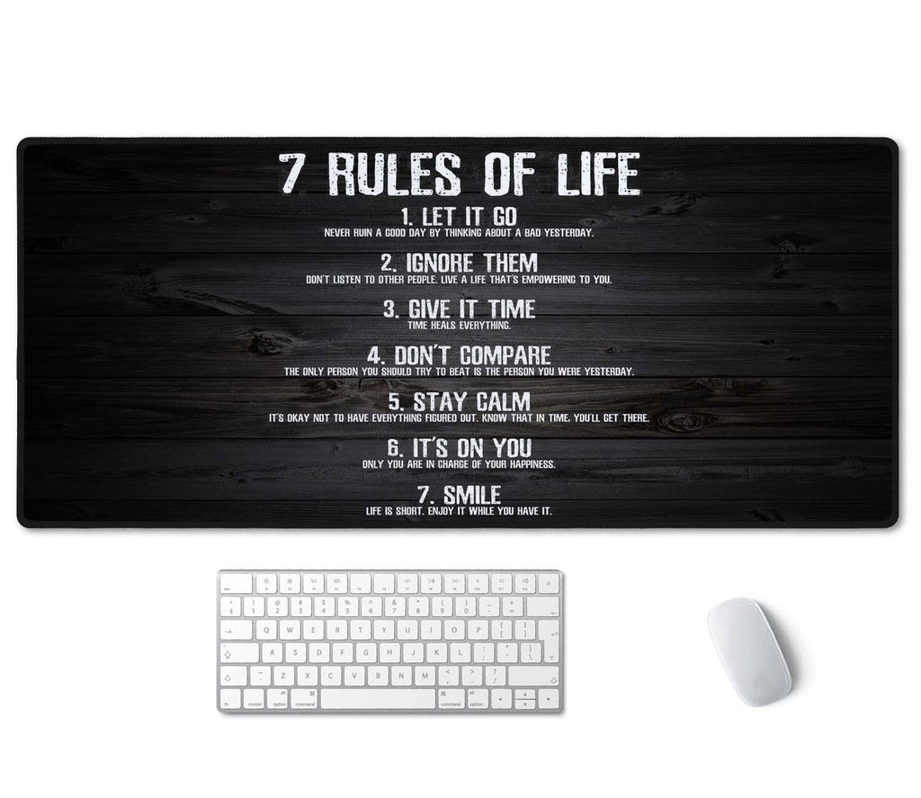 Ssoiu 7 Rules Of Life Motivational Quotes Mouse Pad 35.5 X 15.7 Inch Xxl Full Desk Mousepad Extended Large Non-Slip Rubber Base