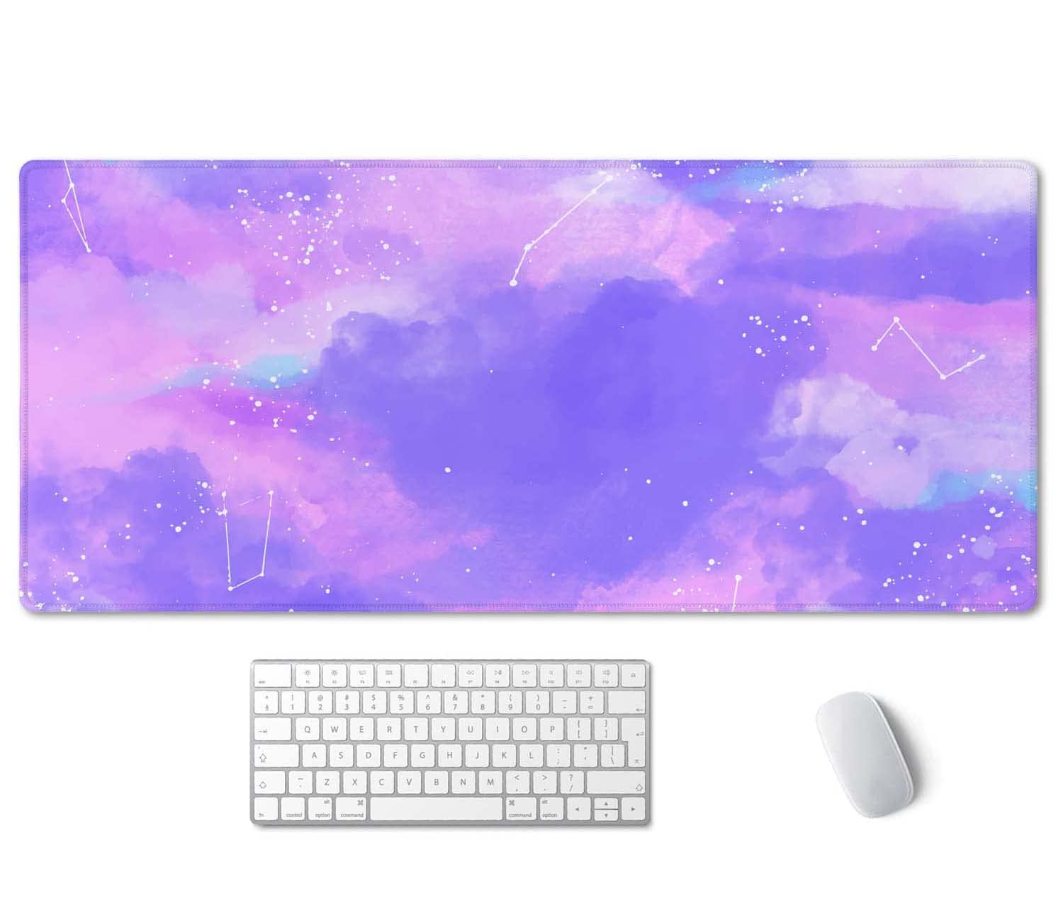 Ssoiu Pink Pastel Desk Mat, Gorgeous Starry Sky Desk Pad, Cute Large Gaming Mousepad, Gamer Girl Desk Pad 35.5' X 15.7', Non-S