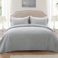 Sunstyle Home Quilt Set King Light Grey Lightweight Bedspread Soft Reversible Coverlet For All Season 3Pcs Diamond Quilted Beddi