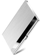 MaxGear Slim Stainless Steel Business Card Holder for Men & Women - Brushed Silver, 3.7 x 2.3 x 0.3 inches, Pocket Case