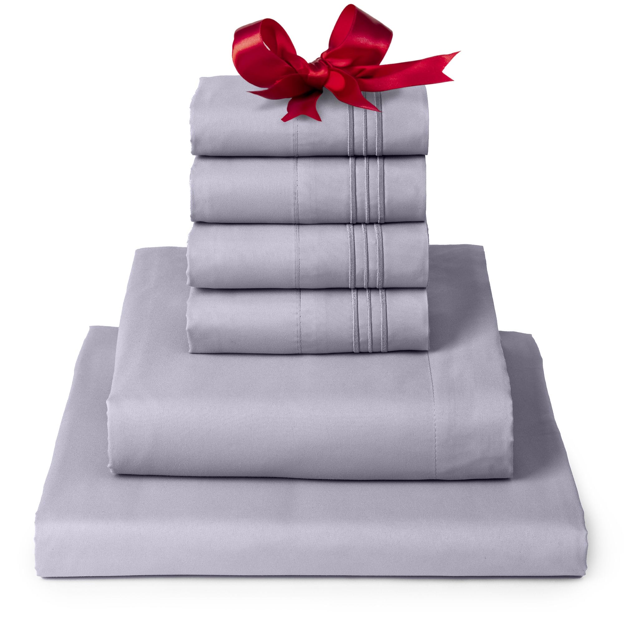 Mellanni Full Sheet Set - 6-Piece Iconic Collection Bedding, (Including 4 Pillowcases), 16-Inch Deep Pocket, Easy Care, Extra Soft, Cooling Sheets, Brushed Microfiber - Lavender