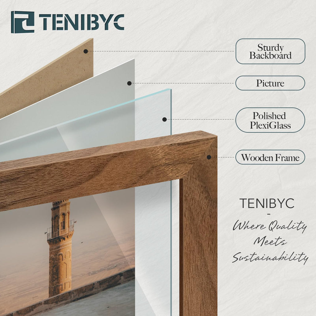 Tenibyc 20X24 Walnut Poster Frame Set Of 3 - Natural Brown, Solid Wood Picture Frame, Wall Hanging