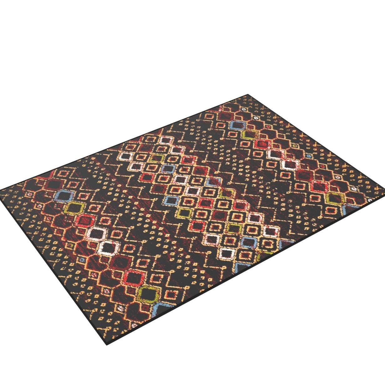 Safavieh Amsterdam Collection Area Rug - 6'7'' X 9'2'', Black & Multi, Moroccan Boho Design, Non-Shedding & Easy Care, Ideal For