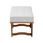 Baxton Studio Chenoa Japandi Light Grey Boucle Fabric and Walnut Brown Finished Wood Bench