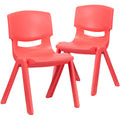 2 Pack Red Plastic Stackable School Chair with 15.5 Seat Height