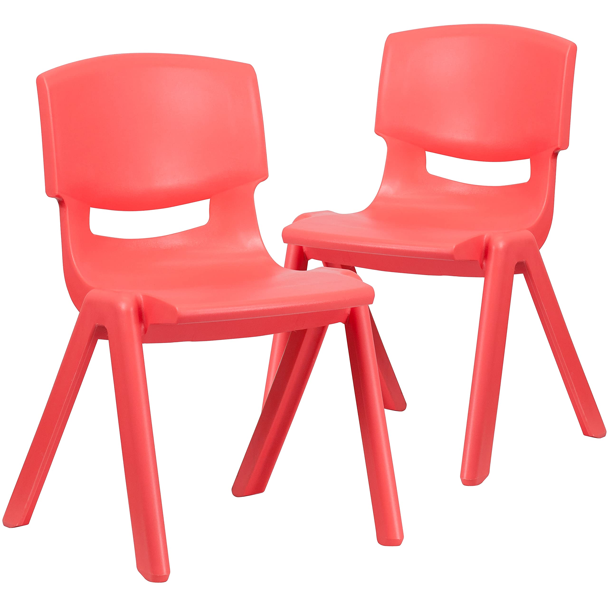 2 Pack Red Plastic Stackable School Chair with 15.5 Seat Height