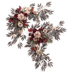 Ling's Moment 2PCS Artificial Floral Swags Centerpieces Burgundy Wedding Flower Greenery Arrangements for Sweetheart/Head Table 