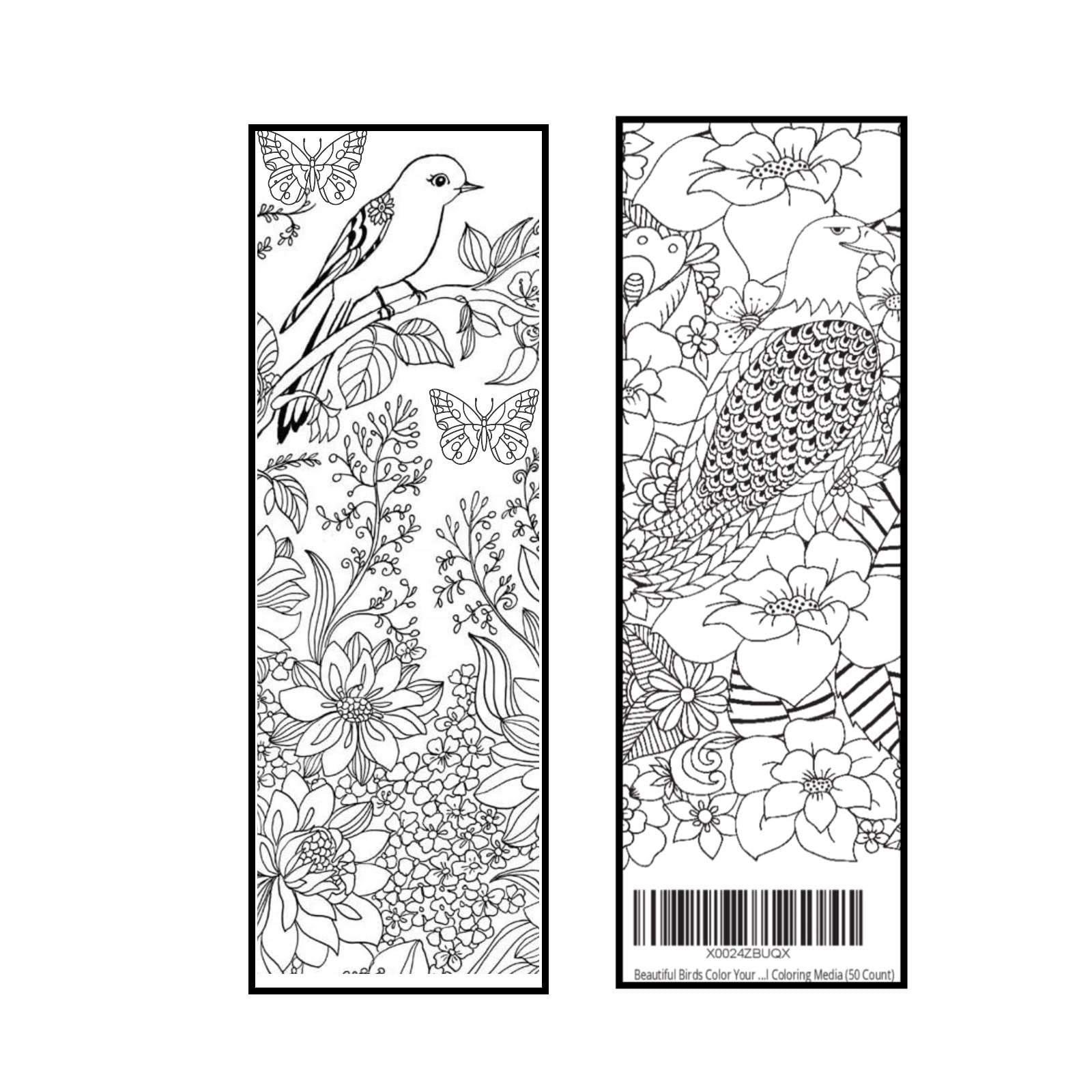 Beautiful Birds Butterflies Flowers Color Your Own Bookmarks Anti Stress Art Therapy Adult Coloring Uncoated Finish For Any Colo