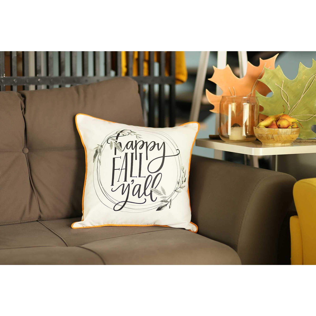 HomeRoots Multi Polyester 18'x18' Thanksgiving Quote Printed Decorative Throw Pillow Cover