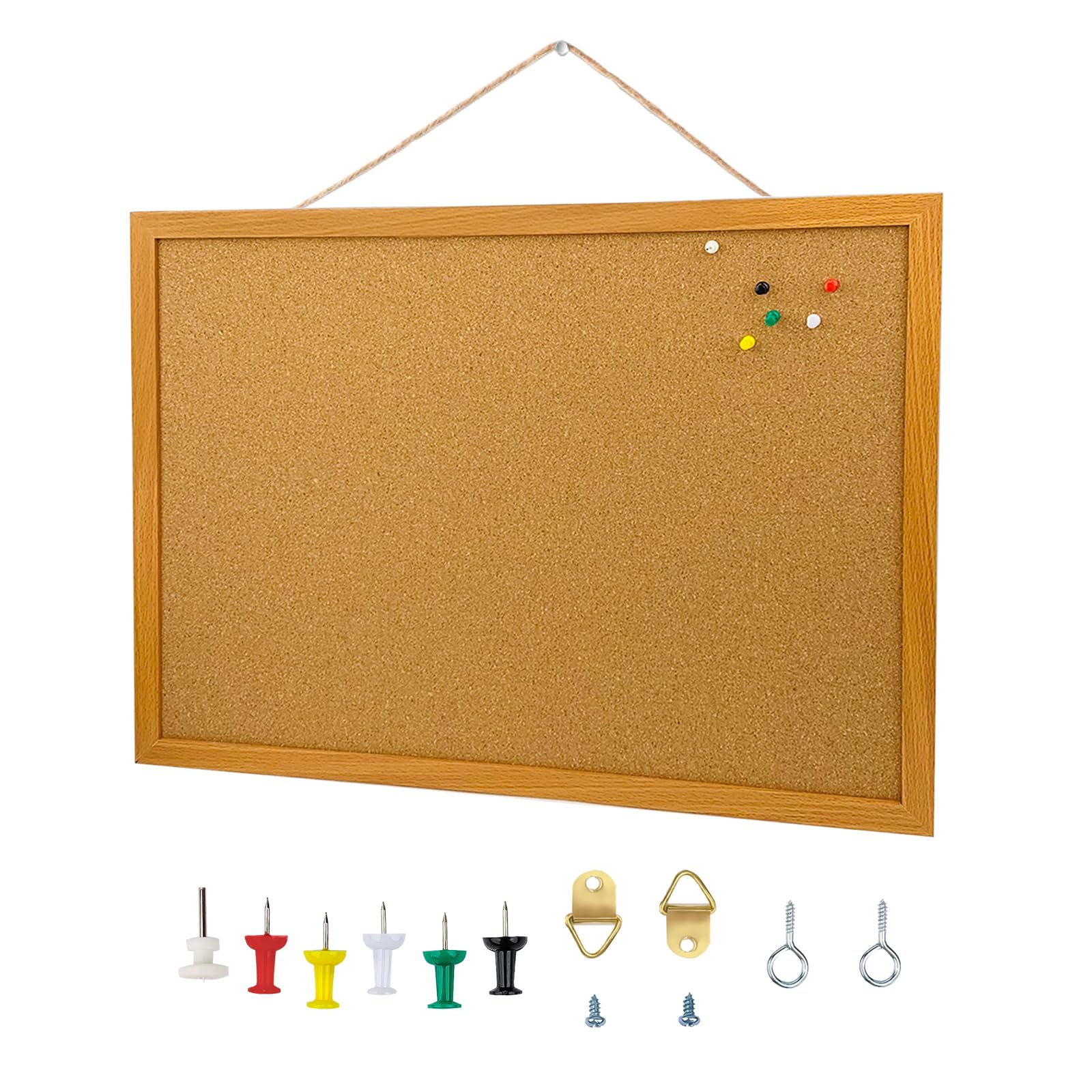 Cork Board Bulletin Board, 23'X 17' Pin Boards For Walls, Oak Wood Finish Frame, Wall Mounted Cork Board For Office Home And S