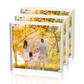 Sezanrpt Acrylic 4x4 Inch Square Picture Frame 3 Pack, Magnetic Photo Frames for 4x4 or 3x3 Pictures Display, Clear Double Sided