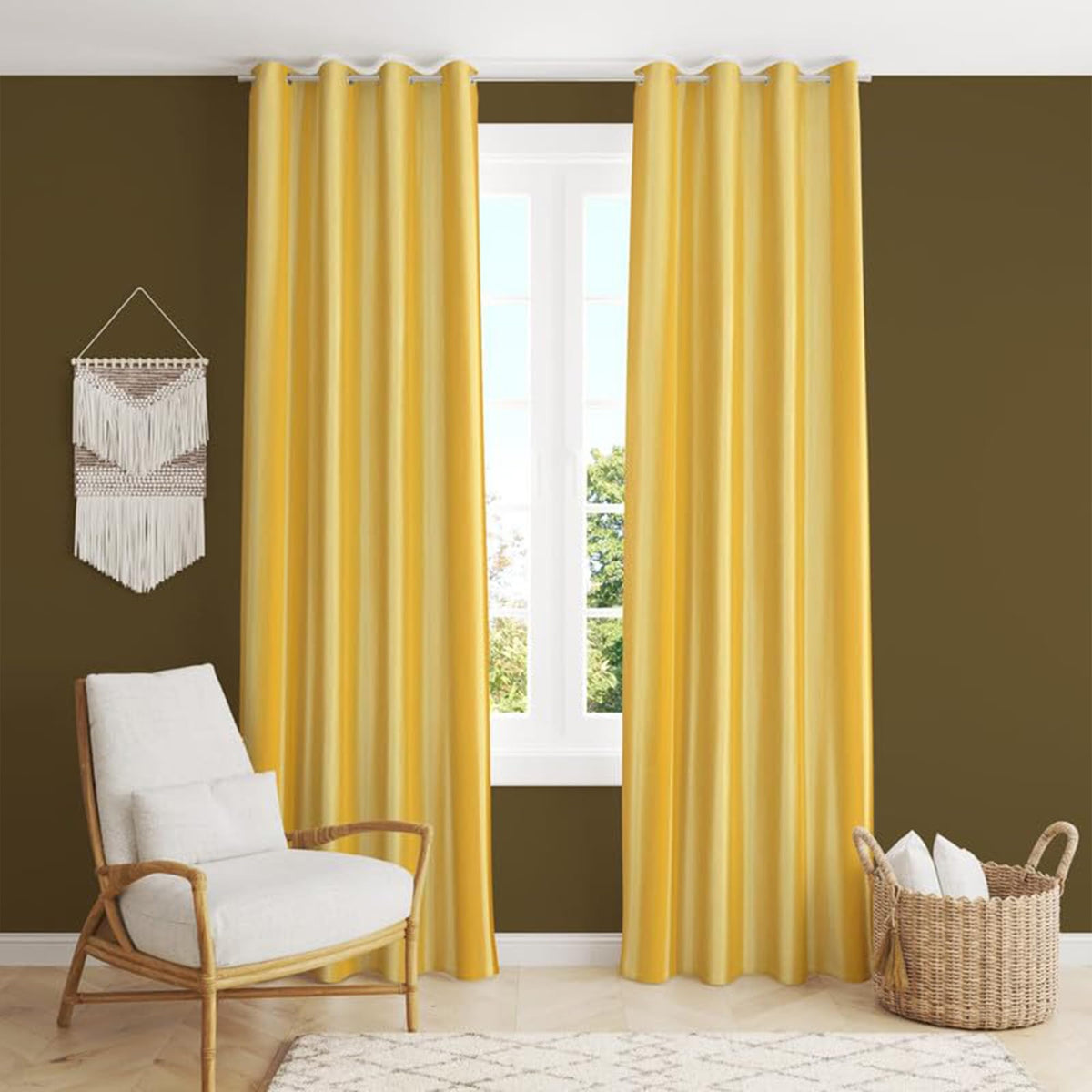 FRESH FROM LOOM Plain Curtains for Window 5 Feet Long | Yarn Weaved Breathable Parda | Modern Parde for Living Bedroom | Screens