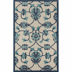 HomeRoots 517450 8 x 10 ft. Blue Floral Non Skid Indoor & Outdoor Rectangle Traditional Area Rug