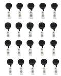 Yueton Pack Of 20 Plastic Retractable Reel With Metal Belt Clip For Id Badge Holders Key Cards (Black)