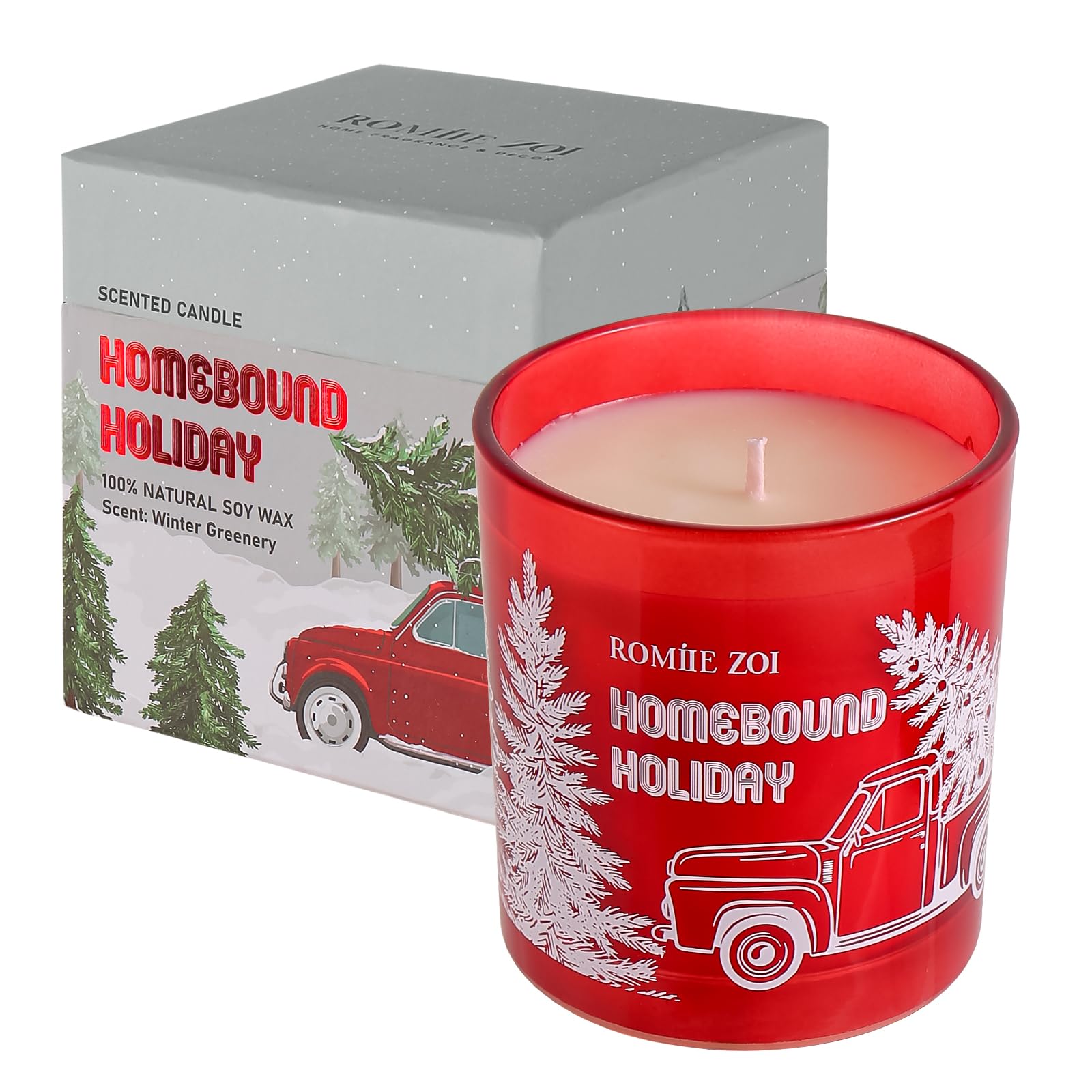 ROMIIE ZOI Christmas Scented Jar Candle - 6oz Soy Wax Candle - Candy Cane Infused with Peppermint Candy Cane Aroma - with Beauti