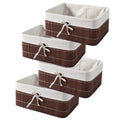 Homestorie EcoFriendly Foldable Natural Bamboo Storage Basket Bins Organizer, 38 X 28 X 16 Cm, Pack Of 4 (Ar1723L*4)