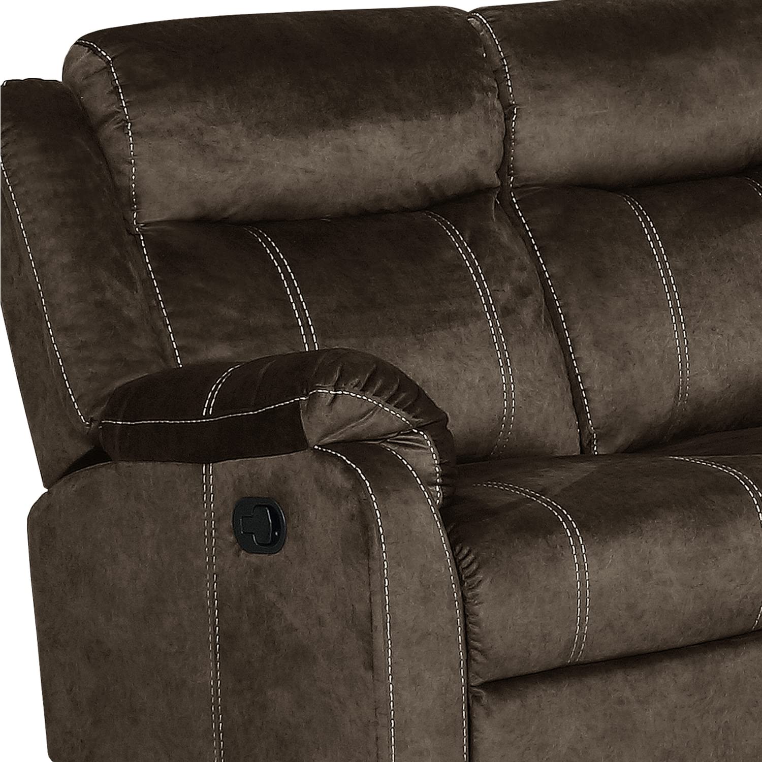 Global Furniture USA U7303C Microfiber Recliner Sofa with DDT & Drawer in Brown
