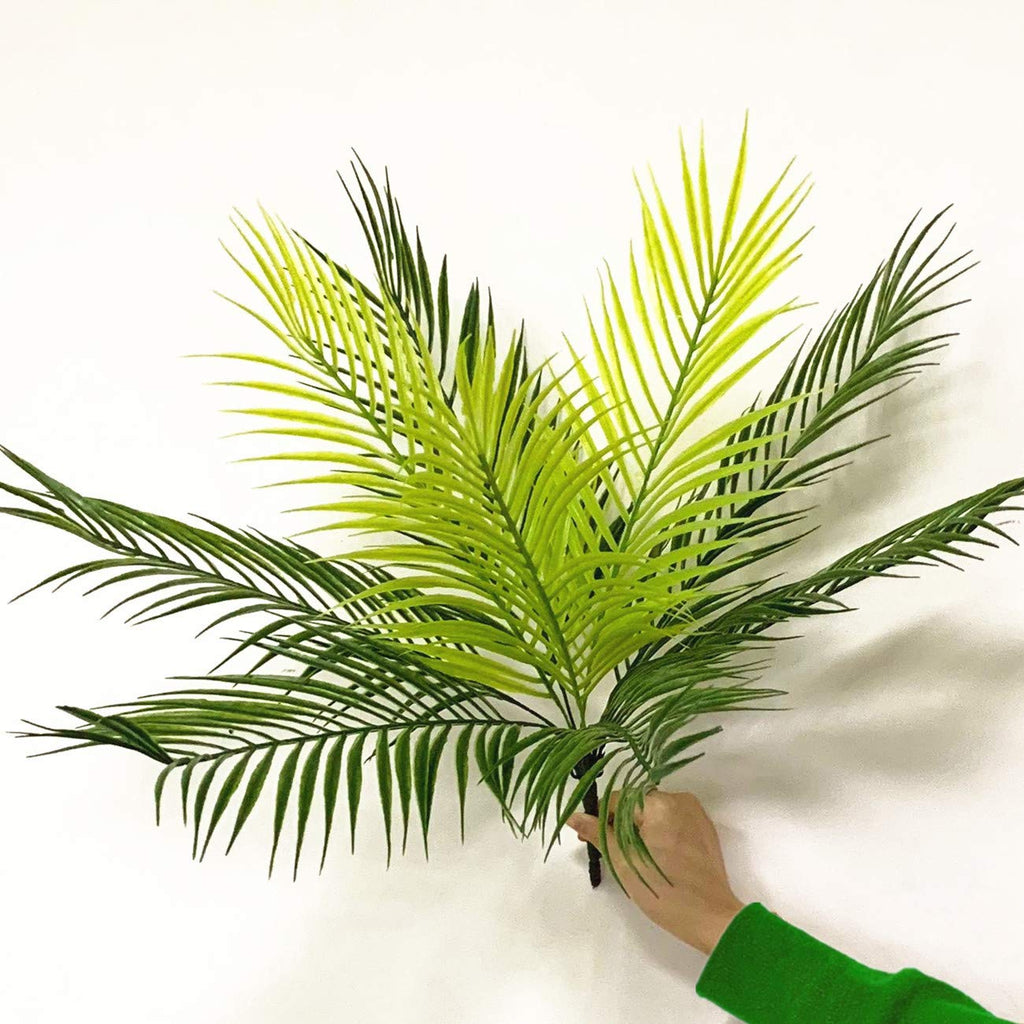 Pasyou Artificial Palm Tree, Plastic Plants Greenery Fake Tropical Shrubs Faux Big Leaves For Home Indoor Outdoor Garden Diy Bas
