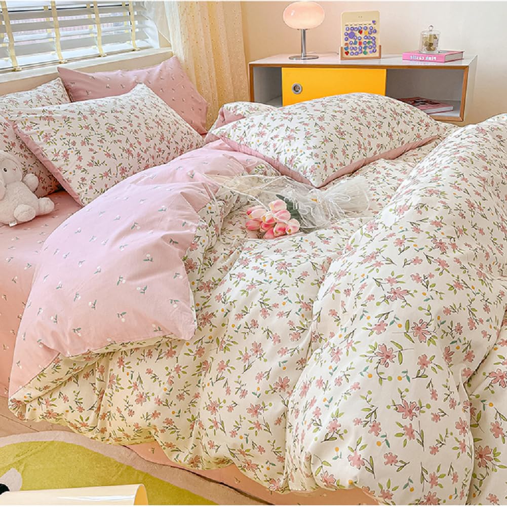 Pink Floral Duvet Cover Twin Garden Style White Duvet Cover Cotton Girls Pink Flower Comforter Cover Vintage Floral Botanical Du