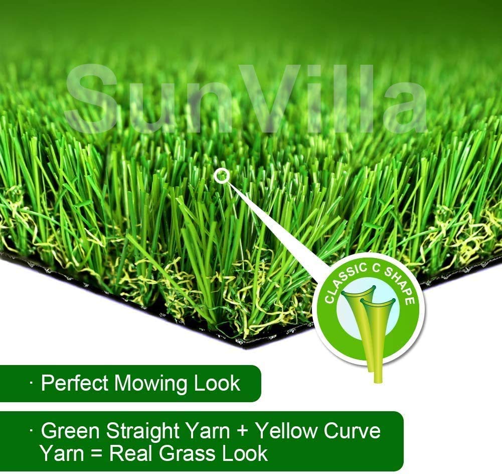 Sunvilla 4'X7' Realistic Indoor/Outdoor Artificial Grass/Turf 4 X 7 (28 Square Ft), 4' X 7', Green/Olive Green/Yellow