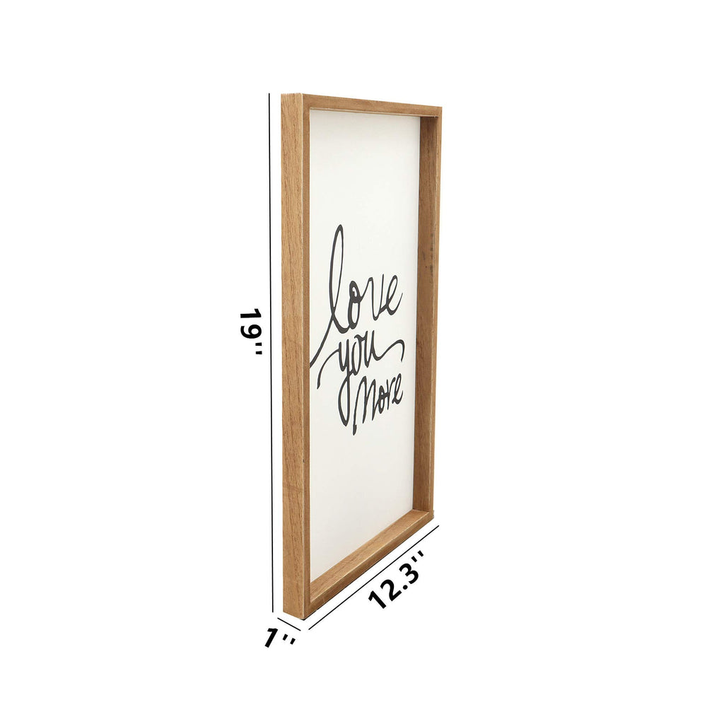 Paris Loft Love You More Framed Wood Sign Plaque|Rustic Wood, Wedding Gifts|Farmhouse Wall Decor 12.3X19''