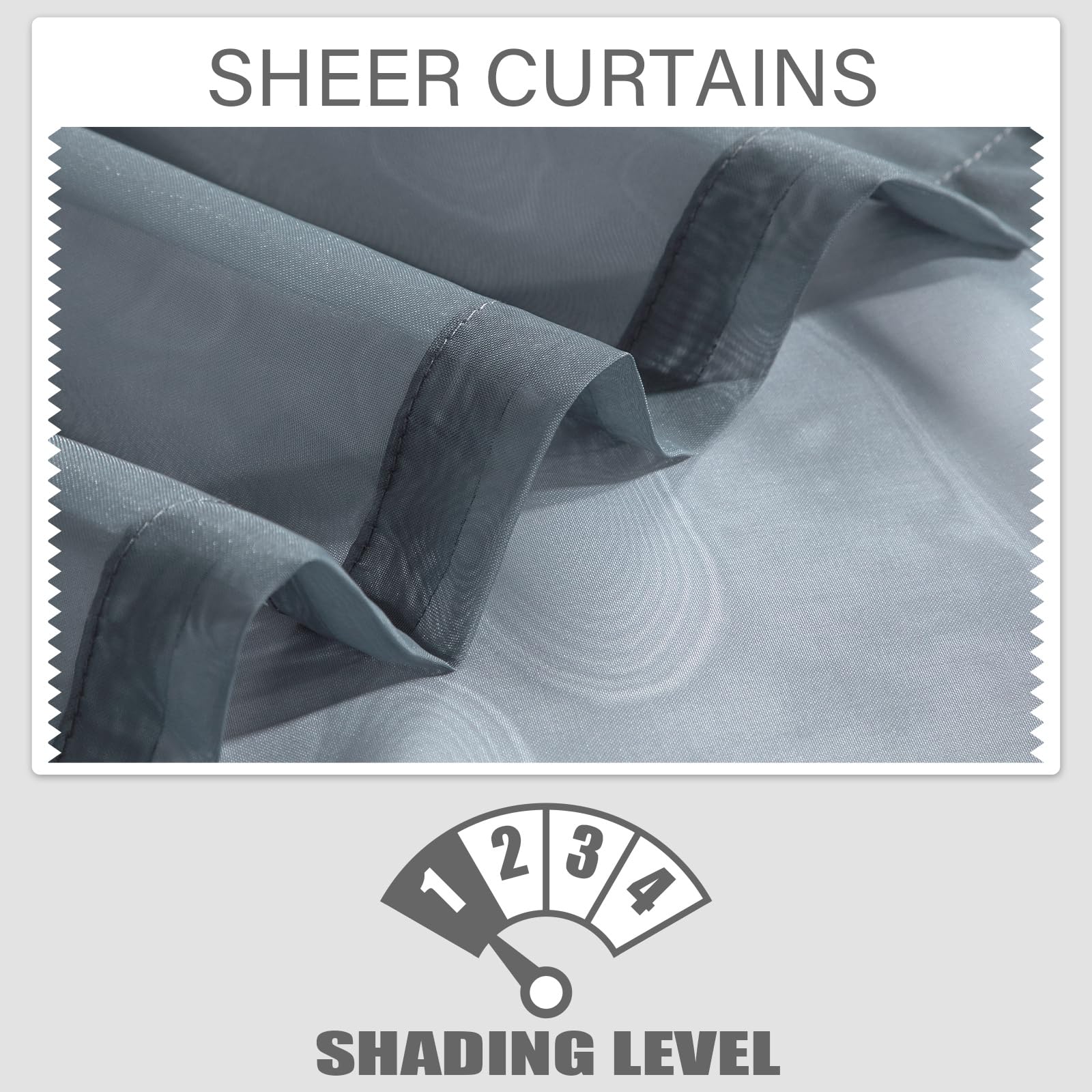 Loyolady Gray Sheer Curtains 84 Inches Long 1 Panels Set Bedroom Sheer Curtains Sheer Curtain For Living Room 100'' W X 84'' L