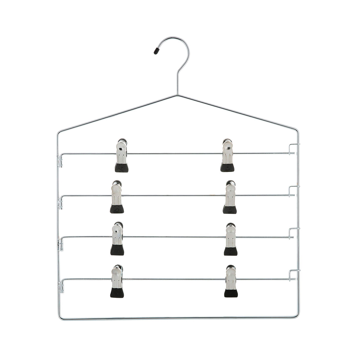 Organize It All 4 Tier Swing Arm Slack Rack Hanger, Closet Organizer for Pants, Scarves, Skirts, Chrome, 16.00 x 18.25 x 0.01