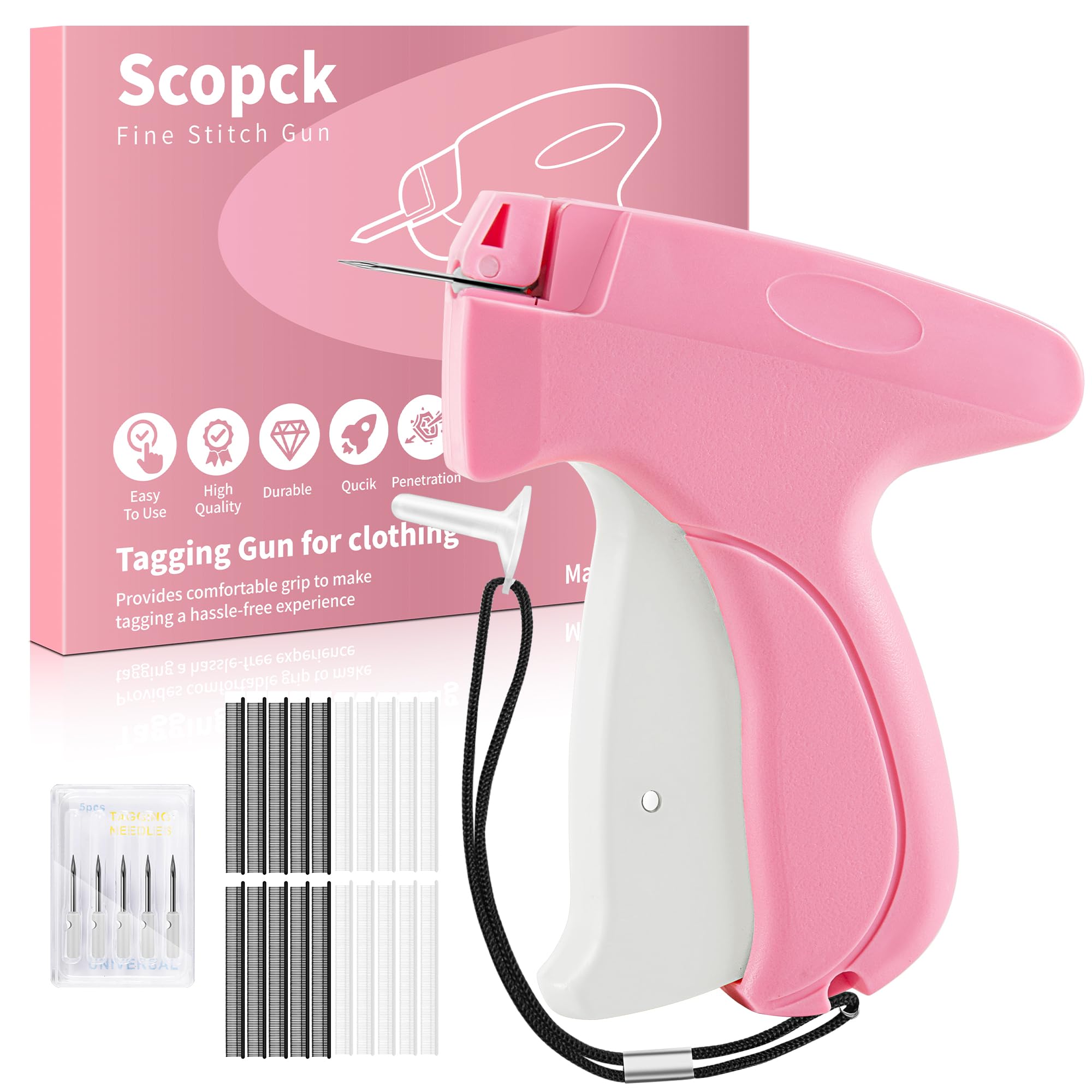 Stitchy Gun For Clothes - Handheld Stitch Gun Quick Clothing Fixer - Tagging Gun - Includes 6 Needle, 1000 Black Fasteners & 100
