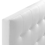 Modway Emily Tufted Button Faux Leather Upholstered Twin Headboard In White