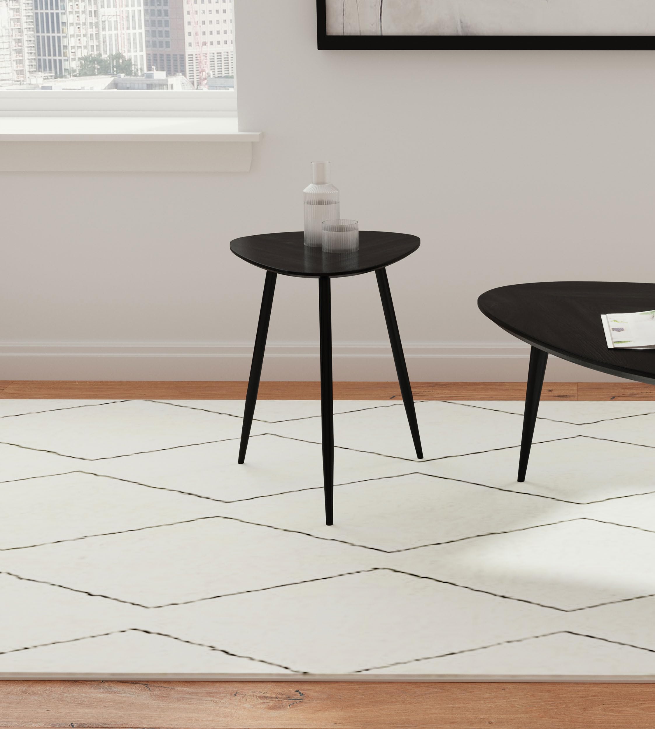 Coaster Home Furnishings Odessa Triangular Solid Wood End Table Black