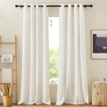 Nicetown Linen Burlap Curtains Extra Long 120 Inch, Grommet Privacy With Light Filtering Semi Sheer Curtains & Drapes Linen Blen