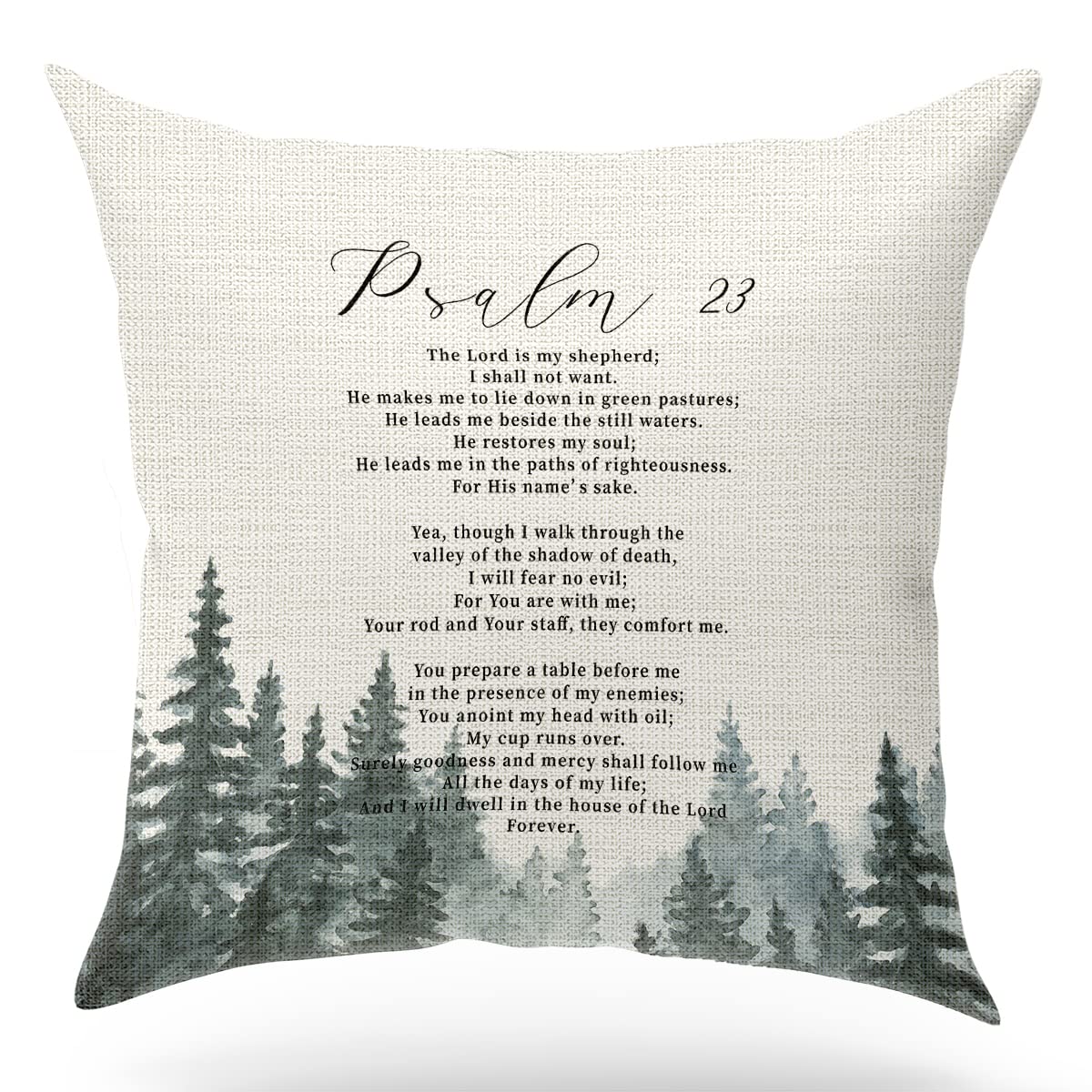 KongMoTree Bible Verse Throw Pillow Cover Cushion Case, Blessing Gift, Scripture Art, Scripture Sayings, Bible Quote, Psalm 23, 