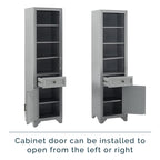 Crosley Furniture Tara Linen Storage Cabinet and Bathroom Organizer with a Drawer and Shelves, Vintage Gray