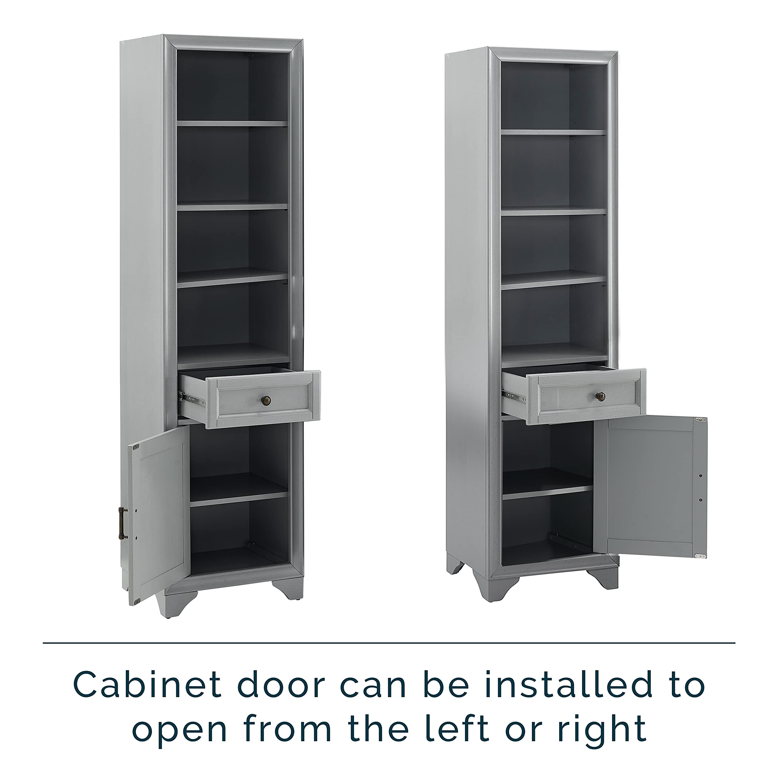 Crosley Furniture Tara 3-Piece Entertainment Center with TV Stand, Bookshelves, and Storage Shelves, Distressed Gray