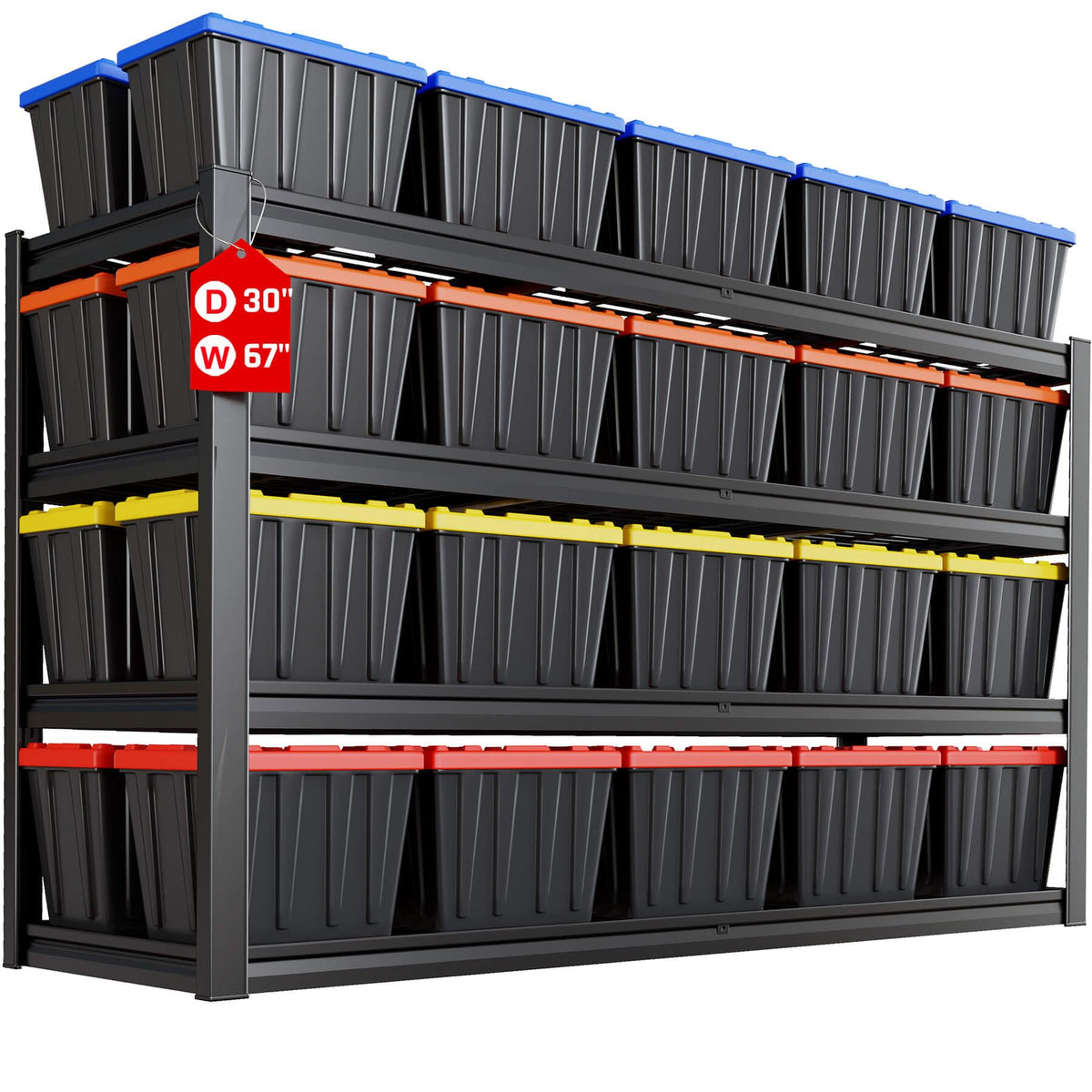 PMKES 67 Wide Garage Shelving Unit, 30 D Heavy Duty Garage Storage Shelves,3500 LBS Capacity, Industrial Adjustable Shelves fo
