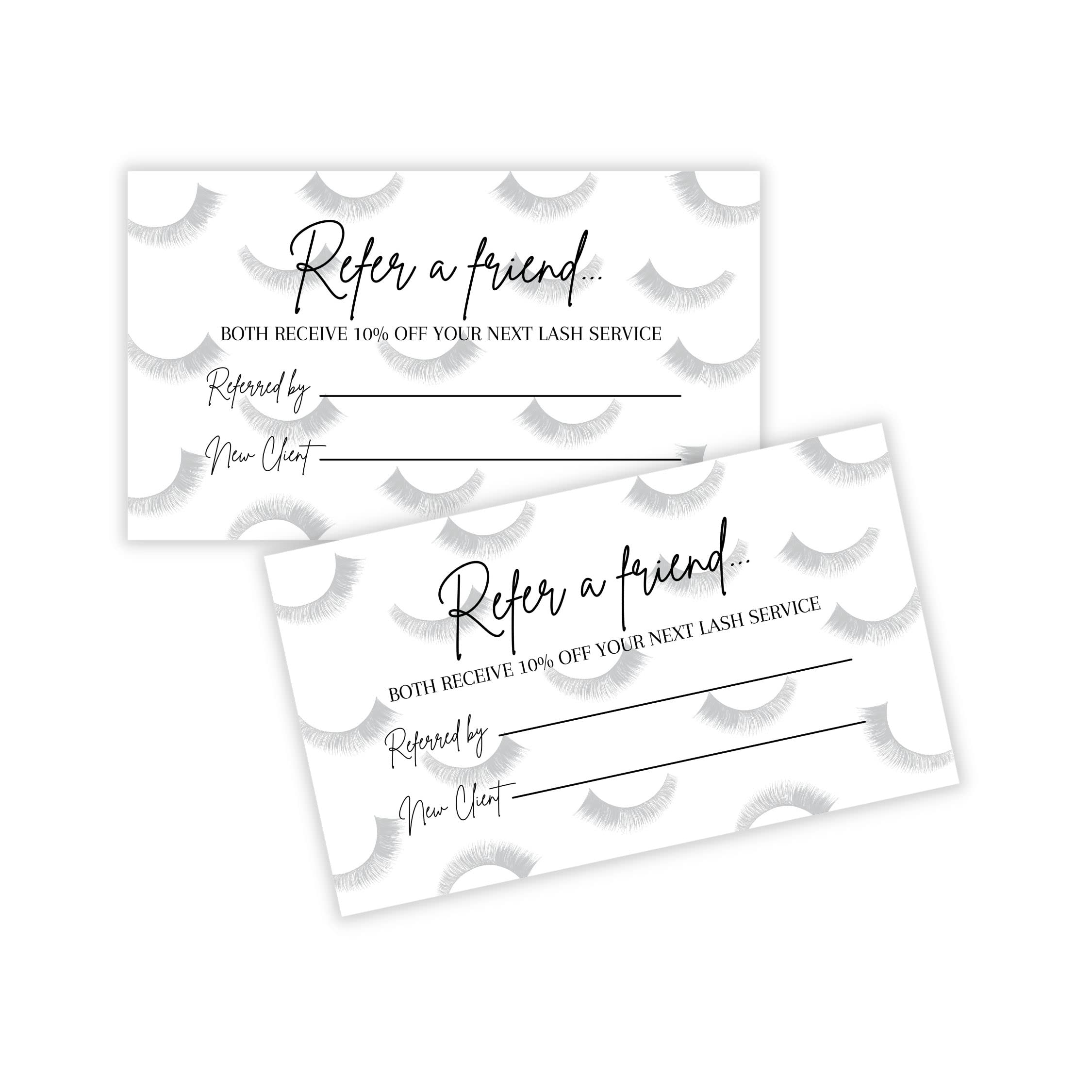 Referral Cards | 50 Pack | Lash Extension Artists | One Sided Referral Discount Card | 2X3.5' Inches Business Sized Cards | Las