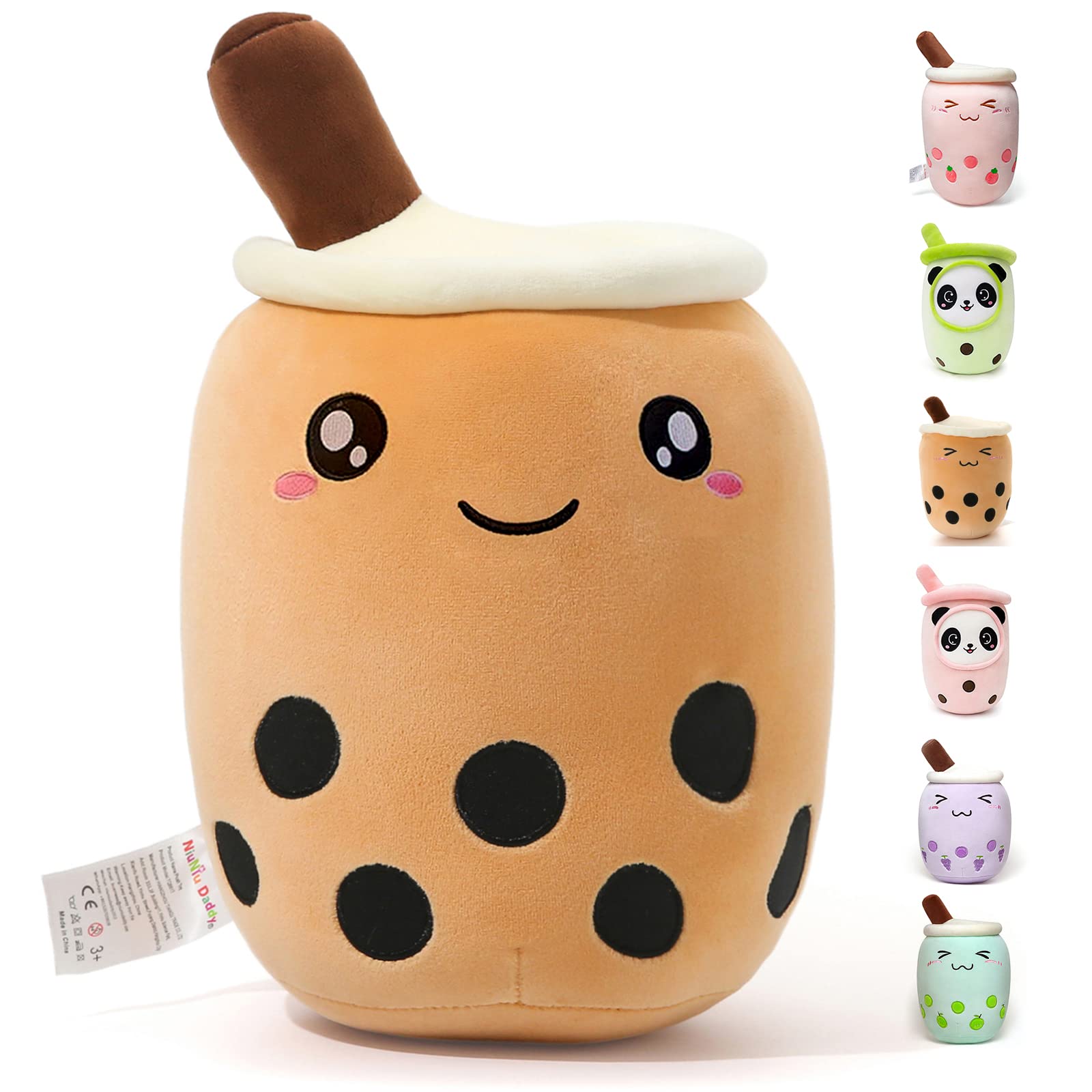 Niuniu Daddy Boba Plush 13.7In Large Kawaii Plushies Bubble Tea Cute Squishy Pillow Soft Brown Milk Tea Stuffed Animal For Kids/