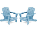 Kingyes Folding Adirondack Chair Set Of 2, Hdpe All-Weather Folding Adirondack Chair, Light Blue