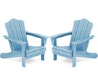 Kingyes Folding Adirondack Chair Set Of 2, Hdpe All-Weather Folding Adirondack Chair, Light Blue