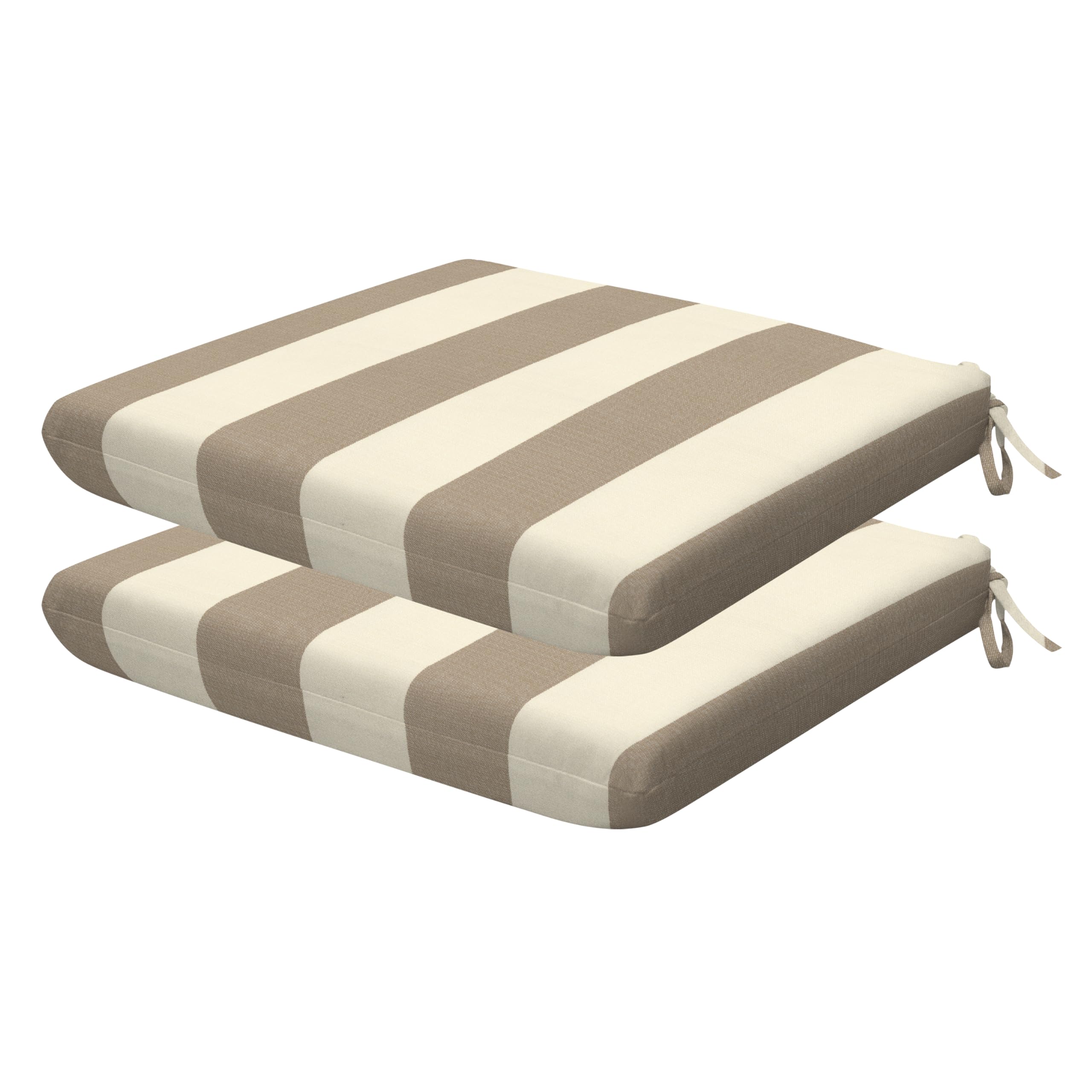 Honeycomb Outdoor Seat Cushion Set, 18' X 17.5', Cabana Stripe Tan Universal Patio Cushions