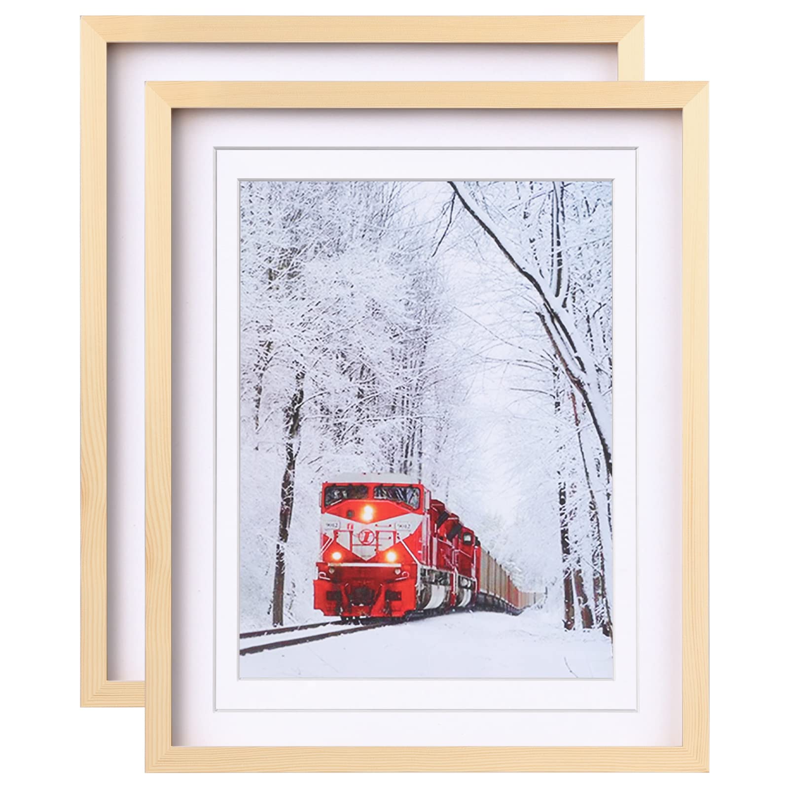 Egofine 16x20 Poster Frame Set of 2 Solid Wood Frame with Plexiglass Matted for 11x14/12x16 for Wall Mounting Hanging Picture Fr