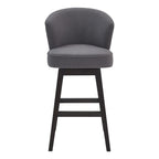 HomeRoots Gray Wood, Foam, Fabric, Metal Turnplate/Kickplate 26" Grey Espresso Wood Fabric Swivel Bar Stool