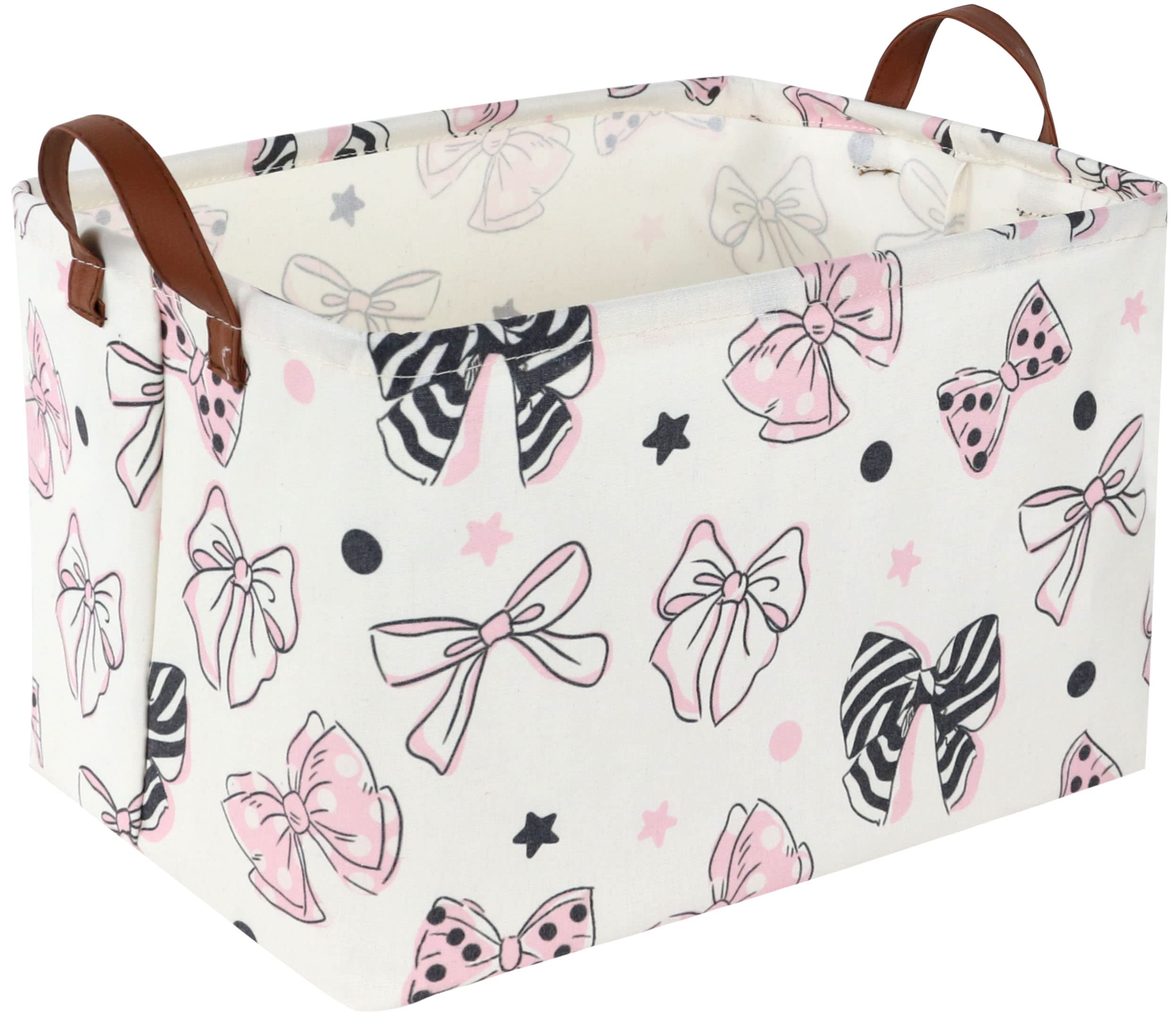 Essme Rectangular Pink Girls Basket ,Kids Storage Box, Mother's Day Basket,Girls Storage Basket Organizer with Handles for Girls