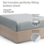 Full Size Fitted Bed Sheet - Hotel Luxury Single Fitted Sheet Only - Fits Mattress Up To 16 - Extra Soft, Wrinkle Free, Breathable Sheet - Bottom Fitted Sheet - Heathered Blue Single Fitted Sheet Only