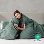 Nestl Twin Duvet Cover Set - Soft Prewashed Forest Green Duvet Cover Twin/Twin Xl, 2 Piece, With Zipper Closure, 1 Duvet Cover 68X90 Inches And 1 Pillow Sham - No Comforter