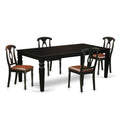 East West Furniture LGKE5-BLK-LC 5 Piece Dining Set Includes a Rectangle Dining Table with Butterfly Leaf and 4 Faux Leather Kitchen Room Chairs, 42x84 Inch, Black