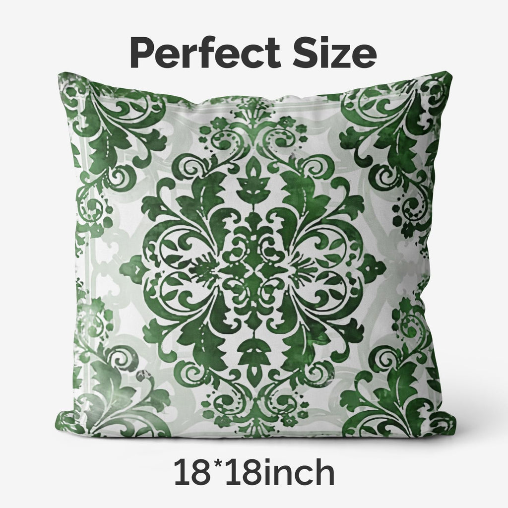 M-Qizi Green Throw Pillow Covers - Flannel Green Pillow Covers 18X18 Set Of 4, Decorative Green Pillow Covers, Chinoiserie Pillo