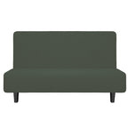 Easy-Going Stretch Futon Slipcover Armless Futon Bed Cover Furniture Protector Without Armrests With Elastic Bottom For Kids, Soft Jacquard Fabric Small Checks (Medium, Olive Green)