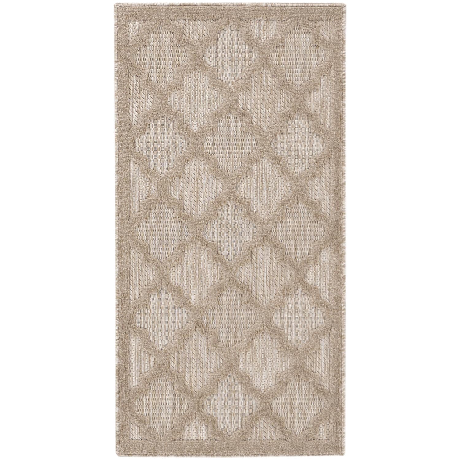 Nourison Easy Care Indoor/Outdoor Natural Beige 2' X 4' Area Rug, Easy Cleaning, Non Shedding, Bed Room, Living Room, Dining Roo